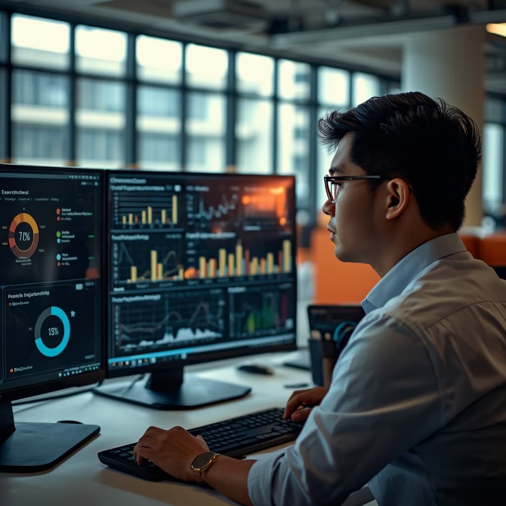 Data analyst working with real-time dashboards
